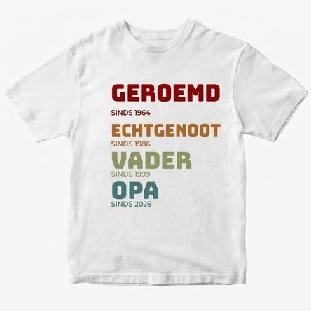 Katoenen T-shirt met gepersonaliseerde tekst - Het verhaal van mijn grootvader