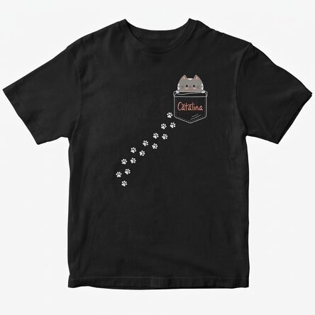 Katoenen T-shirt met gepersonaliseerde tekst - De verborgen kat