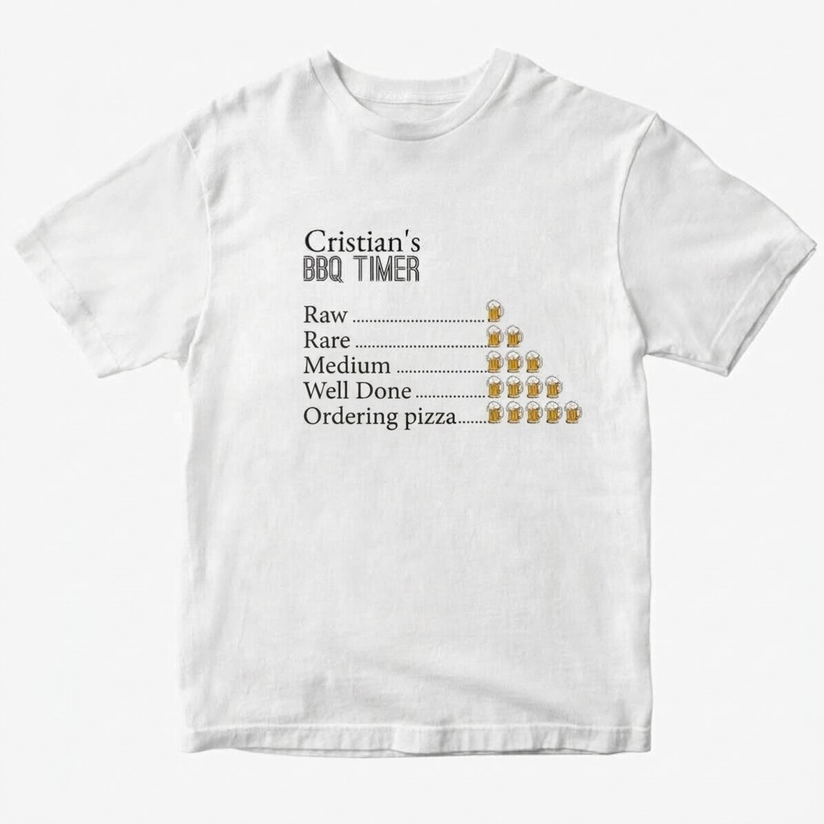 Katoenen T-shirt met gepersonaliseerde tekst - BBQ Timer