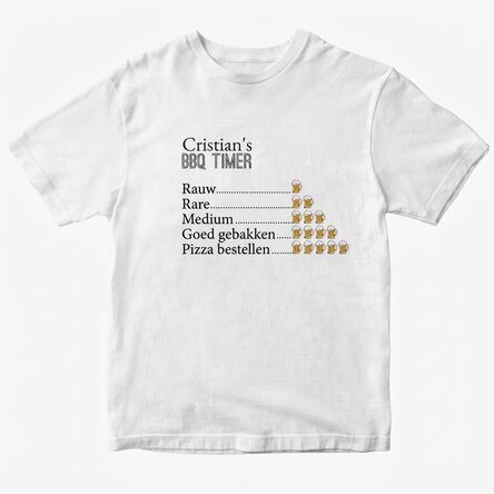 Katoenen T-shirt met gepersonaliseerde tekst - BBQ Timer