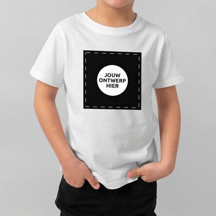 Katoenen T-shirt voor kinderen, gepersonaliseerd met jouw vierkante afbeelding