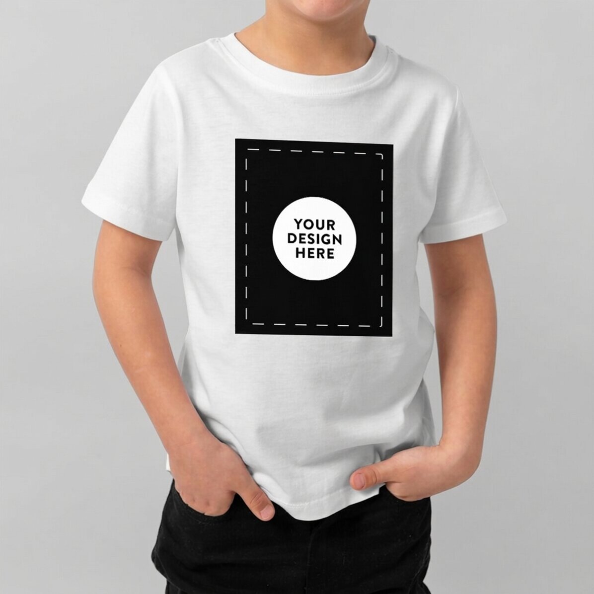Katoenen T-shirt voor kinderen, gepersonaliseerd met jouw portretafbeelding