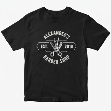 Custom cotton T-shirt with text - Barber Shop