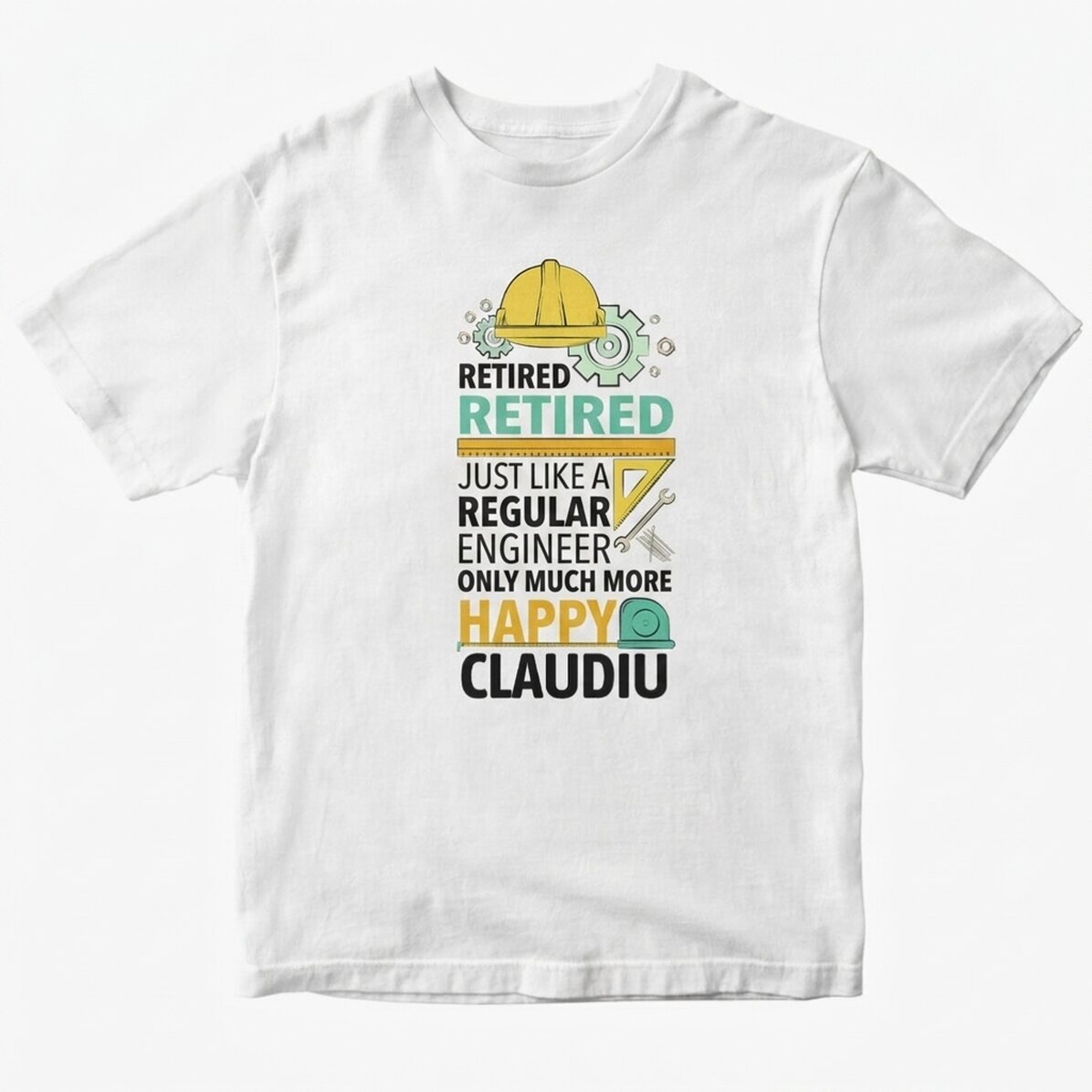 Katoenen T-shirt met gepersonaliseerde tekst - Gepensioneerde ingenieur