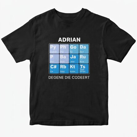 Katoenen T-shirt met gepersonaliseerde tekst - Periodiek systeem van de elementen