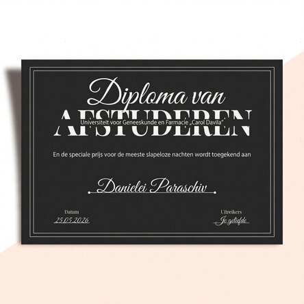 Gepersonaliseerd diploma met tekst - Afstudeerdiploma