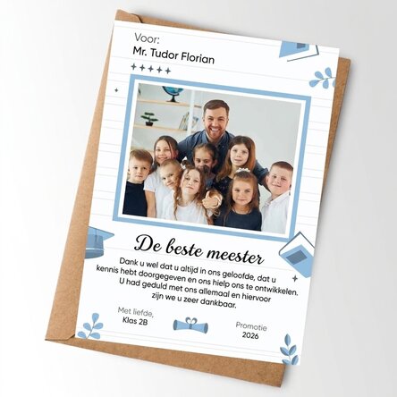 Gepersonaliseerde kaart met boodschap - Einde van het schooljaar