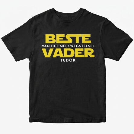 Katoenen T-shirt met gepersonaliseerde tekst - Best father of the galaxy
