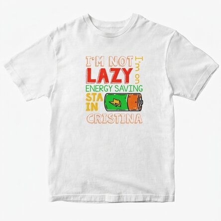 Katoenen T-shirt met gepersonaliseerde tekst - Energiebesparingsmodus