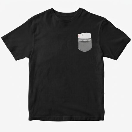 Katoenen T-shirt met gepersonaliseerde tekst - Azen in de mouw