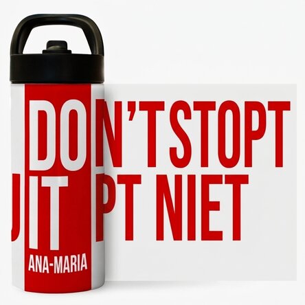 Thermosfles met handvat en rietje, gepersonaliseerd met naam - Don't quit