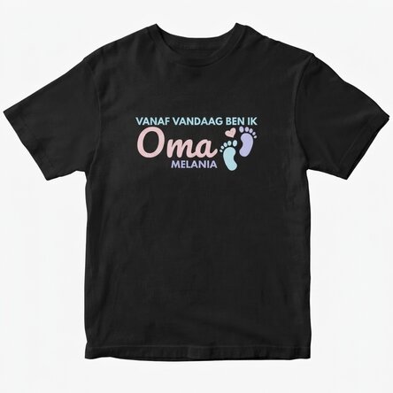 Katoenen T-shirt met gepersonaliseerde tekst - Vanaf vandaag ben ik oma