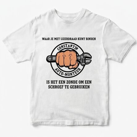 Katoenen T-shirt met gepersonaliseerde tekst - Monteur