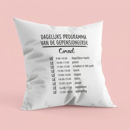 Gepersonaliseerd kussen met tekst - Dagelijks programma