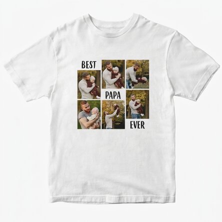 Katoenen T-shirt met tekst en 6 foto