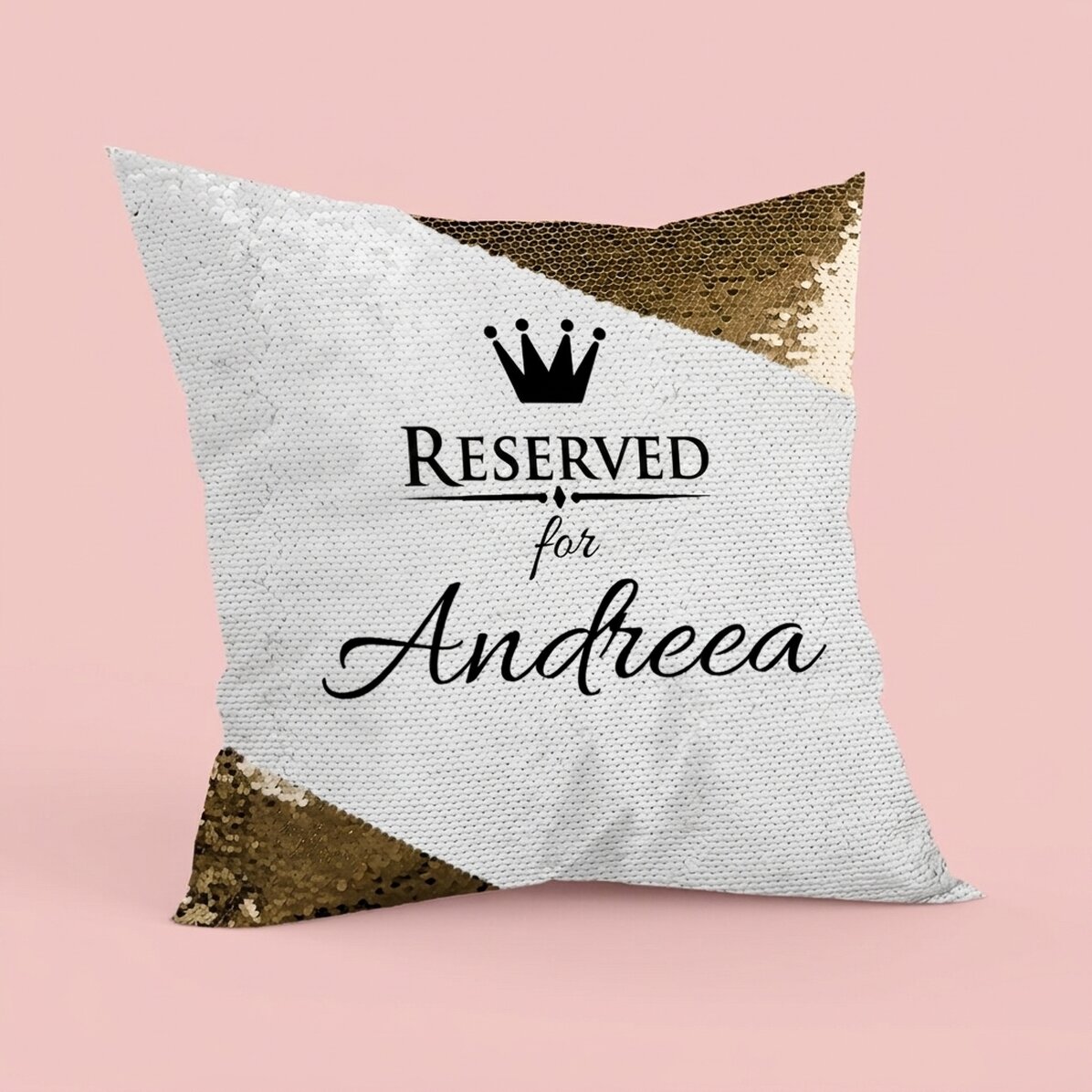 Gepersonaliseerd kussen - gereserveerd voor... - Gouden pailletten