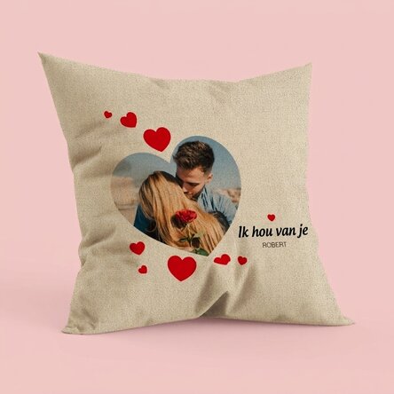 Gepersonaliseerd kussen met een foto - P.S. I love you - In