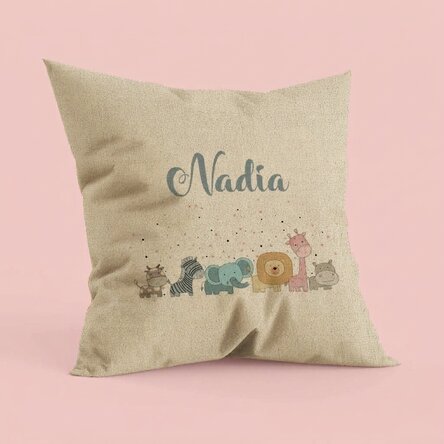 Personalised cushion with text – Baby's name – In