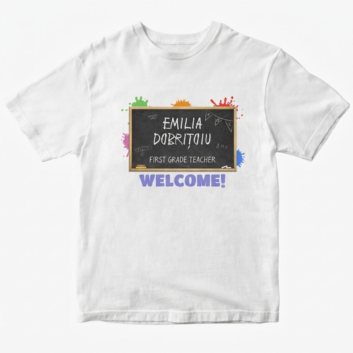 Katoenen T-shirt met gepersonaliseerde tekst - Lerares