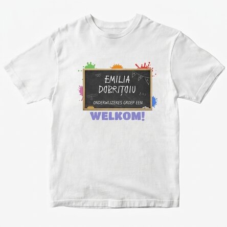 Katoenen T-shirt met gepersonaliseerde tekst - Lerares