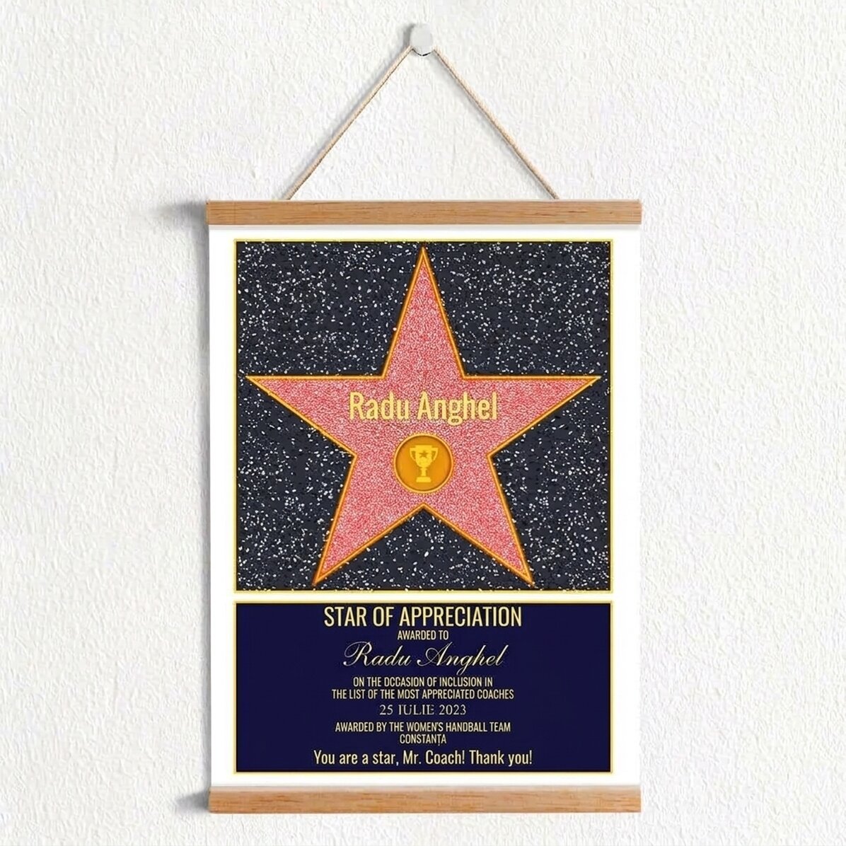 Gepersonaliseerde poster met hanger: De Ster van Dankbaarheid - Kampioenen