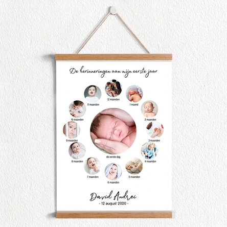 Gepersonaliseerde poster met tekst en 13 foto's - Een jaar vol geluk