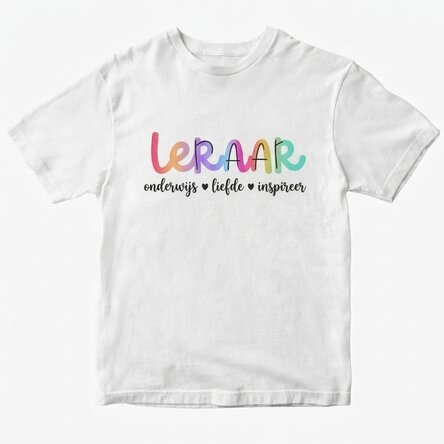 Katoenen T-shirt met gepersonaliseerde tekst - Teach, love, inspire