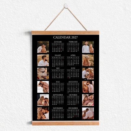Gepersonaliseerde kalenderposter met ophanghaak, met 12 foto’s en tekst