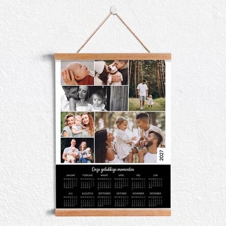 Gepersonaliseerde kalenderposter met ophanghaak, met 7 foto’s en tekst