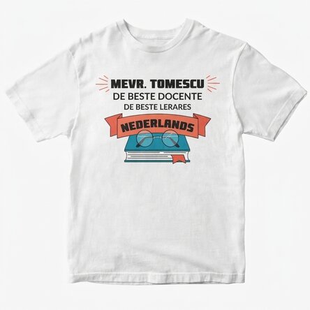 Katoenen T-shirt met gepersonaliseerde tekst - Best teacher