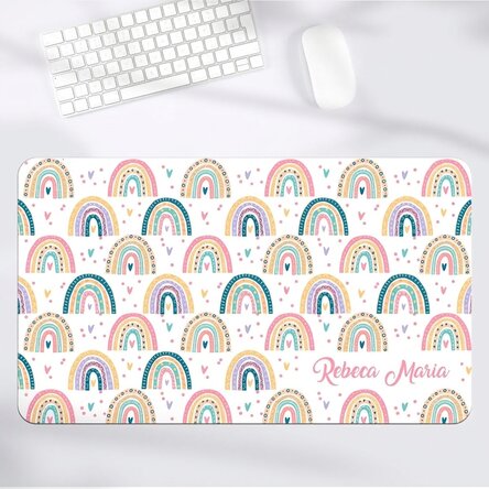 Gepersonaliseerde XXL-muismat met naam - Regenboog