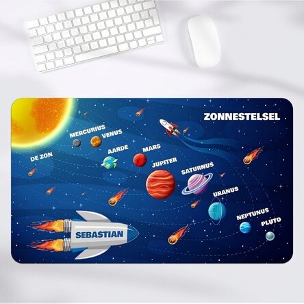 XXL-muismat met naam voor kinderen - Het zonnestelsel