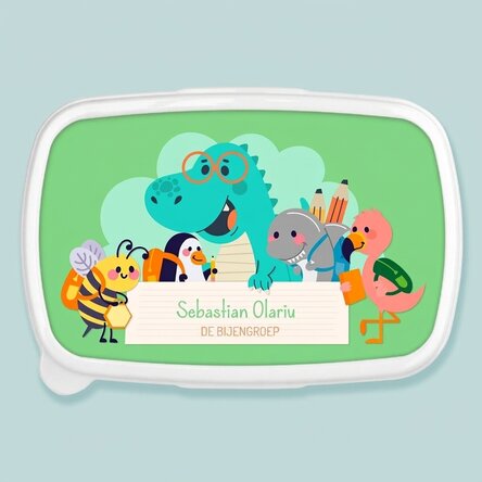 Lunchbox, gepersonaliseerde opbergdoos met tekst - Dierentjes