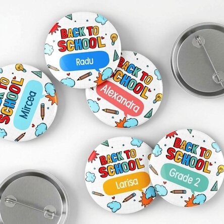Personalised badge with name - Back to school again