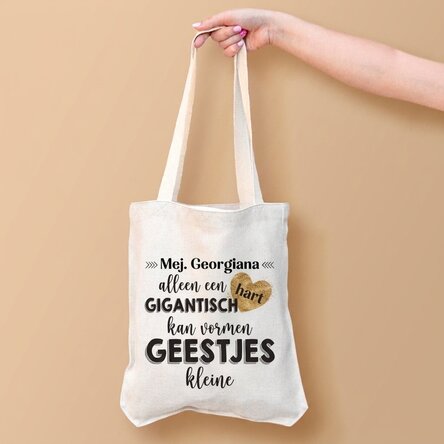 Gepersonaliseerde tas met tekst - Het hart van een leraar