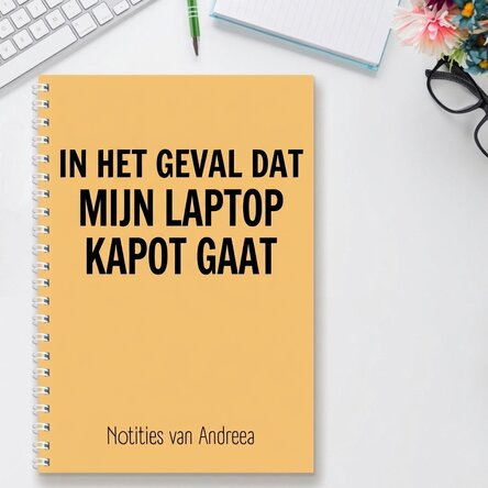 Gepersonaliseerde notitieboekje met tekst - Broken Laptop