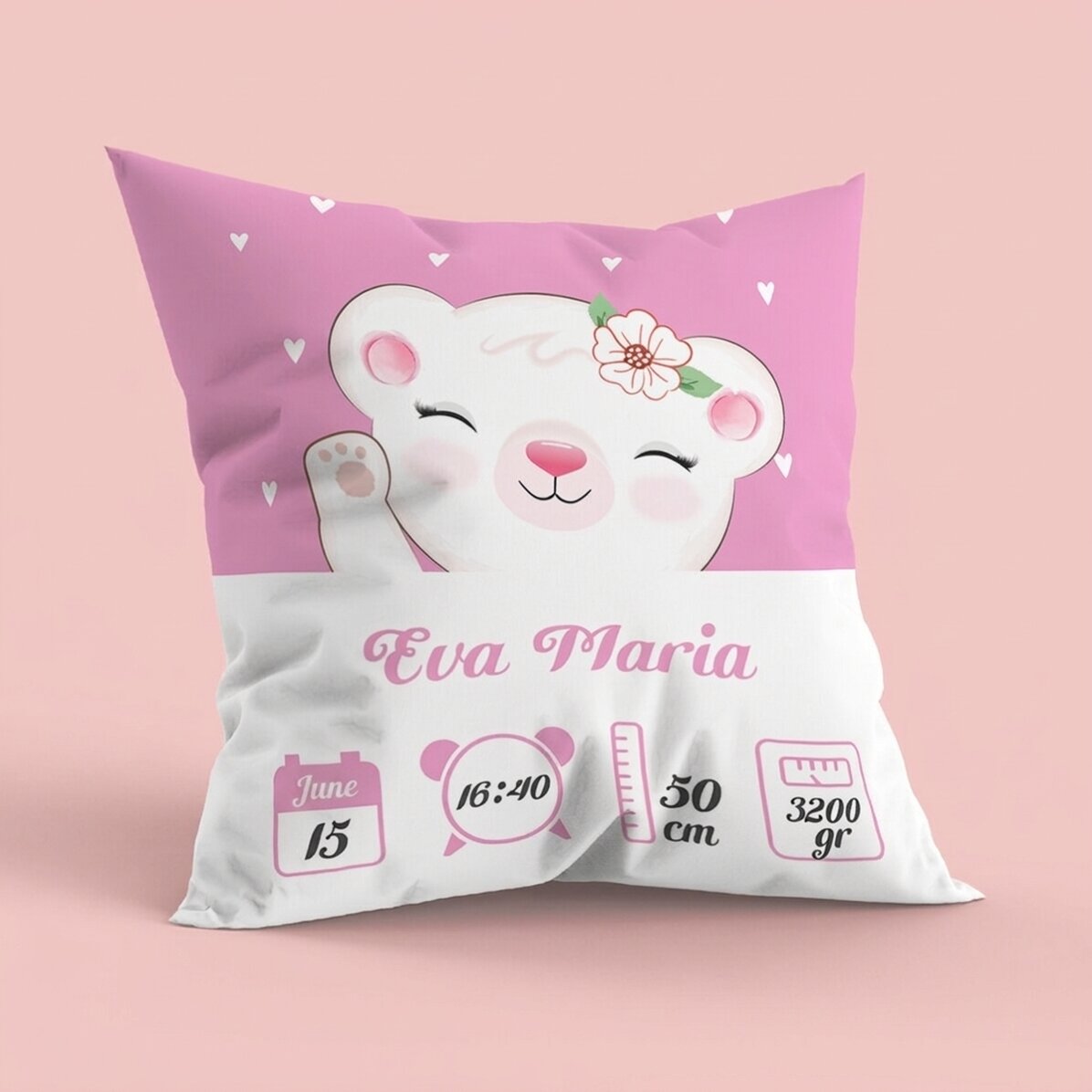 Gepersonaliseerd kussen met tekst, groot formaat - Baby
