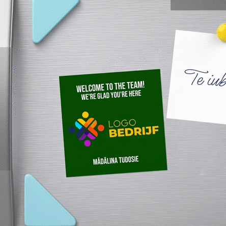 Gepersonaliseerde magneet van 10x10 met logo en tekst - Welcome