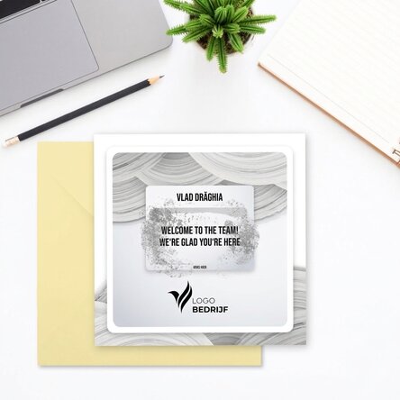 Gepersonaliseerde kraskaart met logo en tekst - White Welcome