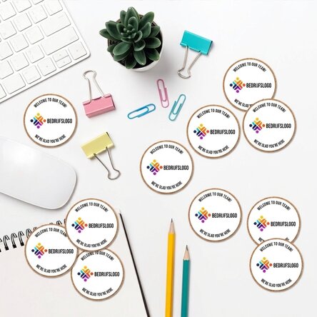 Set van 12 ronde stickers (zelfklevende etiketten) met een diameter van 5 cm, gepersonaliseerd met l