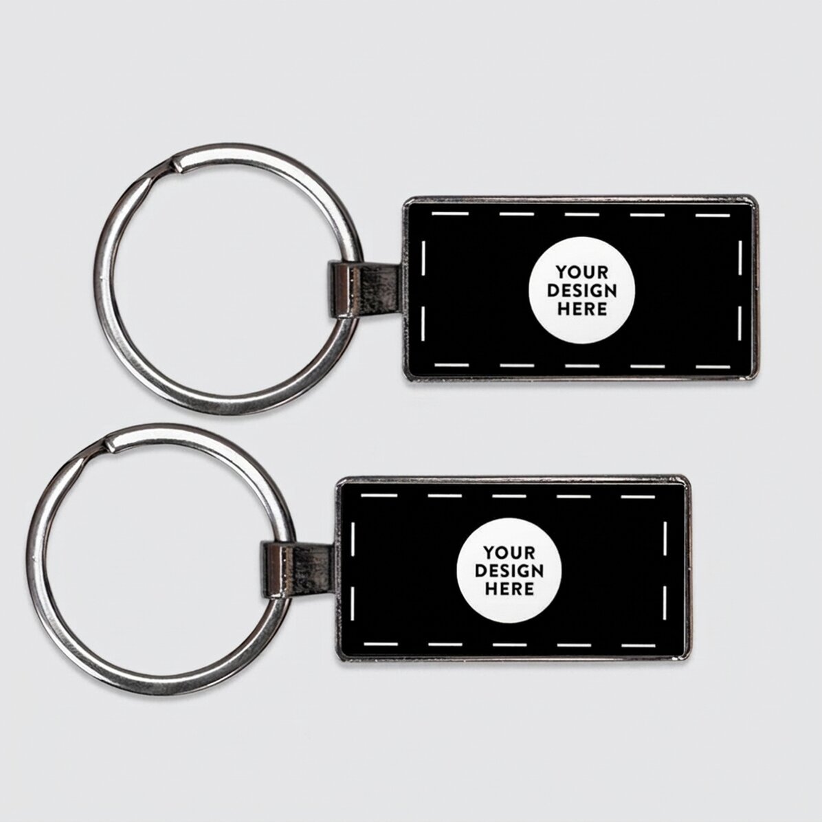 Gepersonaliseerde sleutelhanger met jouw ontwerp op de voor- en achterkant