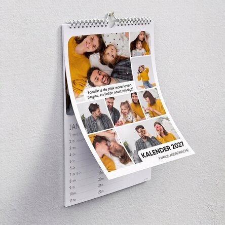 Gepersonaliseerde kalender met foto's en een boodschap
