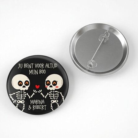 Gepersonaliseerde button met tekst - Halloween-koppel