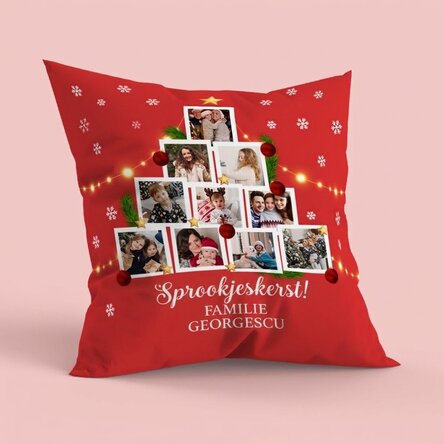 Gepersonaliseerd kussen met 10 foto's en een boodschap - Kerstmis