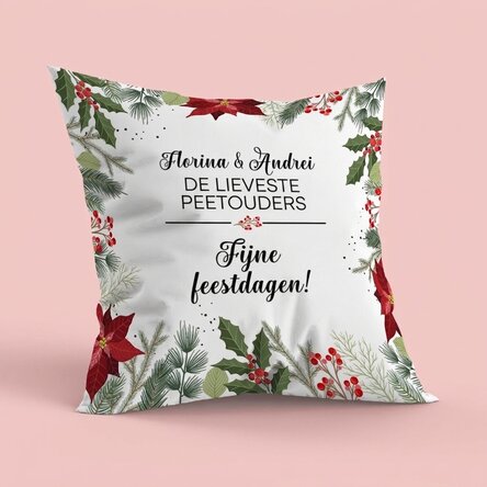 Gepersonaliseerd kussen met kerstboodschap