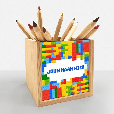 Potloodhouder met naam - Lego