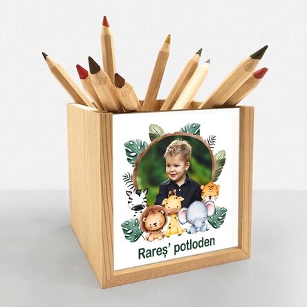Gepersonaliseerde potloodhouder met foto en tekst - Animalute
