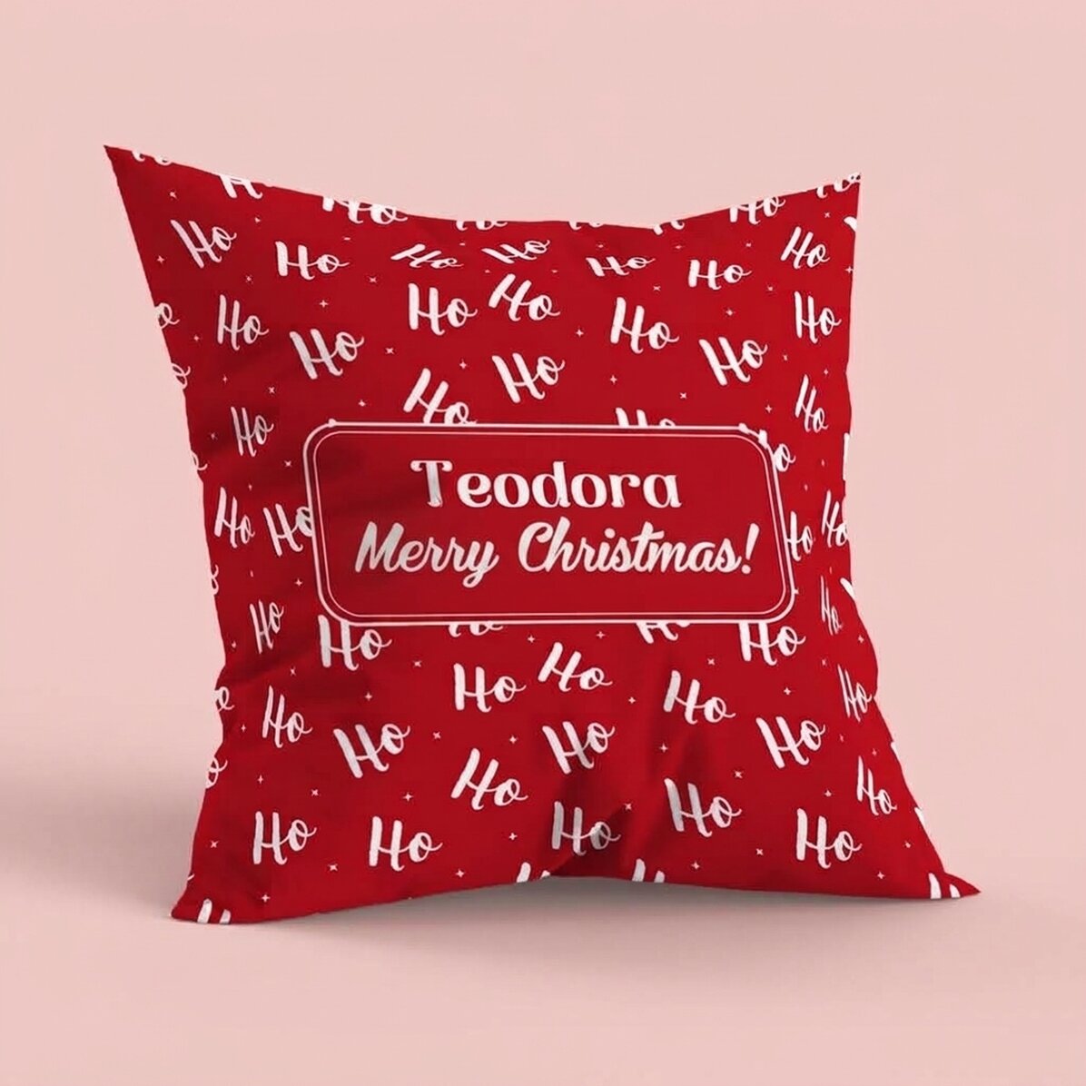 Gepersonaliseerd kussen met tekst, groot formaat - HoHoHo