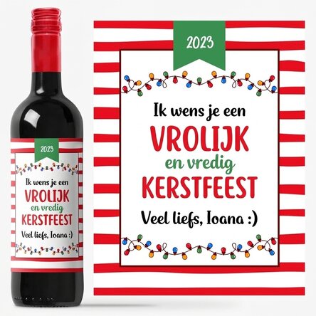 Wijn met gepersonaliseerde boodschap - Kerstsfeer
