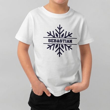 Katoenen T-shirt voor kinderen, gepersonaliseerd met naam - Sneeuwvlok